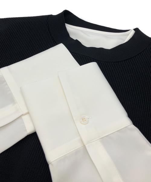 Adam et Rope（アダム エ ロペ）Adam et Rope (アダム エ ロペ) シャツレイヤードニットプルオーバー ブラック×ホワイト サイズ:FREEの古着・服飾アイテム