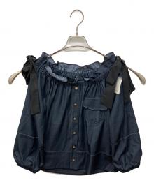 HER LIP TO（ハーリップトゥ）の古着「Side-Ribbon Denim Top」｜インディゴ