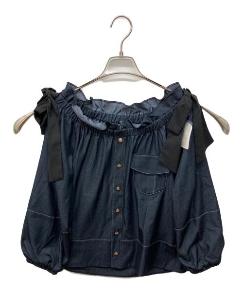 HER LIP TO（ハーリップトゥ）Her lip to (ハーリップトゥ) Side-Ribbon Denim Top インディゴ サイズ:Ｓ 未使用品の古着・服飾アイテム