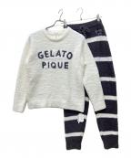 gelato piqueジェラートピケ）の古着「パウダーロゴジャガードプルオーバー＆ロングパンツセット」｜ホワイト