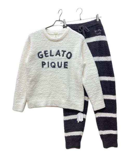 gelato pique（ジェラートピケ）gelato pique (ジェラートピケ) パウダーロゴジャガードプルオーバー＆ロングパンツセット ホワイト サイズ:FREE 未使用品の古着・服飾アイテム