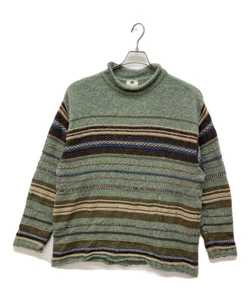 DRIES VAN NOTEN（ドリスヴァンノッテン）DRIES VAN NOTEN (ドリスヴァンノッテン) モヘアシルク混マルチボーダーハイネックニット グリーン サイズ:-の古着・服飾アイテム