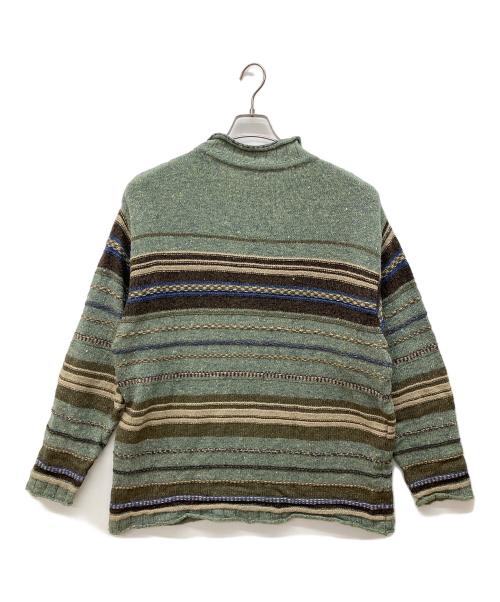 DRIES VAN NOTEN（ドリスヴァンノッテン）DRIES VAN NOTEN (ドリスヴァンノッテン) モヘアシルク混マルチボーダーハイネックニット グリーン サイズ:-の古着・服飾アイテム