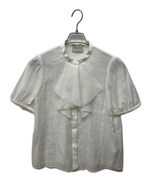 UNITED ARROWS TOKYO（ユナイテッドアローズトウキョウ）UNITED ARROWS TOKYO (ユナイテッドアローズトウキョウ) フロントフリル ショートスリーブ ブラウス ホワイト サイズ:FREEの古着・服飾アイテム