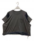 sacaiサカイ）の古着「Satin x Cotton Jersey T-Shirt」｜グレー