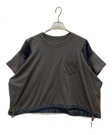 sacai（サカイ）の古着「Satin x Cotton Jersey T-Shirt」｜グレー