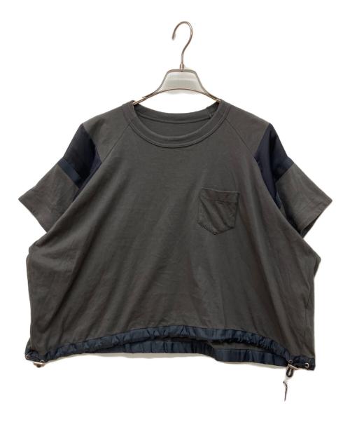 sacai（サカイ）sacai (サカイ) Satin x Cotton Jersey T-Shirt グレー サイズ:1の古着・服飾アイテム
