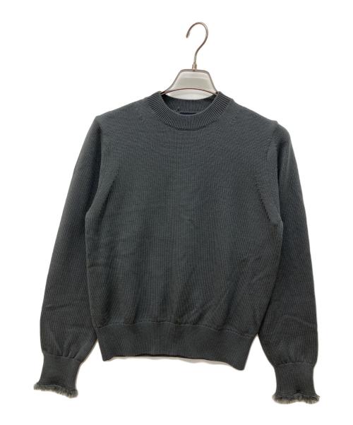 LOEFF（ロエフ）LOEFF (ロエフ) 9ゲージ フリンジ クルーネック ニットプルオーバー グレーの古着・服飾アイテム