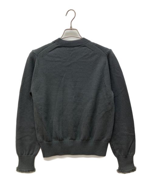 LOEFF（ロエフ）LOEFF (ロエフ) 9ゲージ フリンジ クルーネック ニットプルオーバー グレーの古着・服飾アイテム