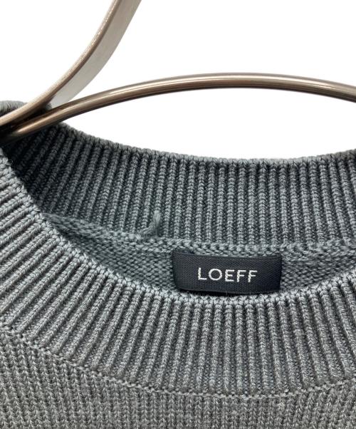 LOEFF（ロエフ）LOEFF (ロエフ) 9ゲージ フリンジ クルーネック ニットプルオーバー グレーの古着・服飾アイテム