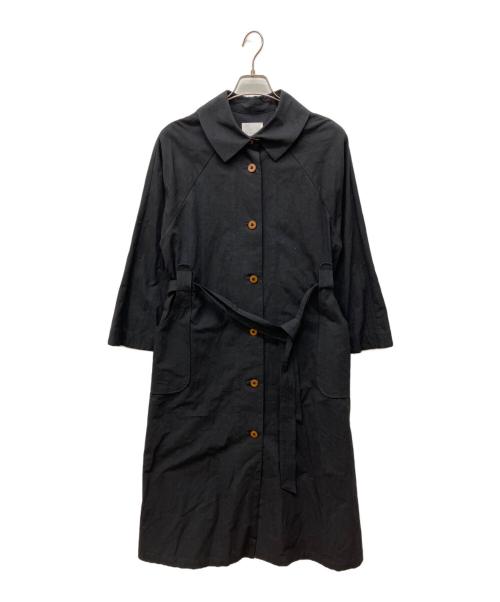 magali（マガリ）magali (マガリ) コットンリネンウェザートレンチコート ブラック サイズ:Freeの古着・服飾アイテム