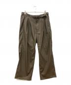 ANCELLMアンセルム）の古着「WOOL SATIN BELT-LESS SLACKS」｜ブラウン