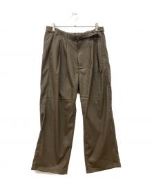 ANCELLM（アンセルム）の古着「WOOL SATIN BELT-LESS SLACKS」｜ブラウン