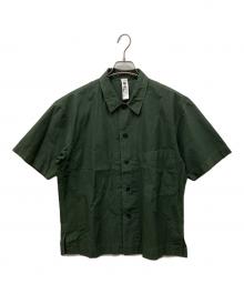MHL（マーガレットハウエル）の古着「HIGH TWISTED COTTON POPLIN SS SHIRT　ハイトゥイステッド コットン ポプリン ショートスリーブ シャツ　半袖シャツ」｜カーキ