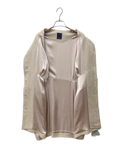 mina perhonen（ミナ ペルホネン）mina perhonen (ミナ ペルホネン) リネンノーカラーコート ベージュ サイズ:36の古着・服飾アイテム