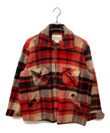 MELTON（メルトン）の古着「チェックウールジャケット」｜レッド