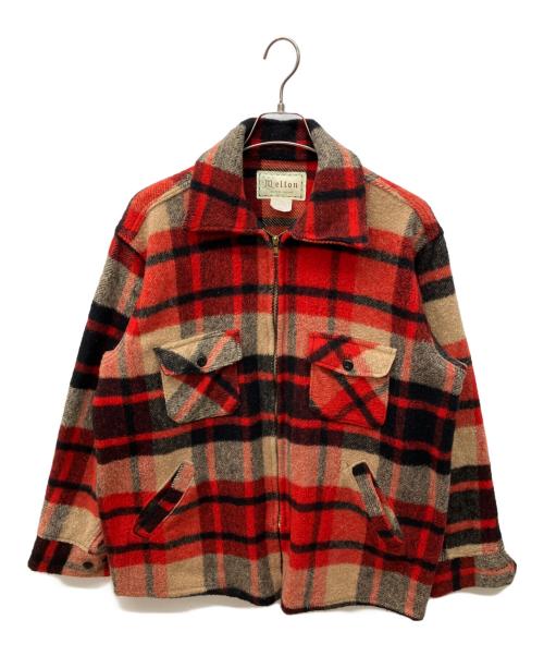 MELTON（メルトン）MELTON (メルトン) チェックウールジャケット レッド サイズ:Lの古着・服飾アイテム