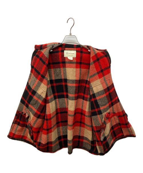 MELTON（メルトン）MELTON (メルトン) チェックウールジャケット レッド サイズ:Lの古着・服飾アイテム