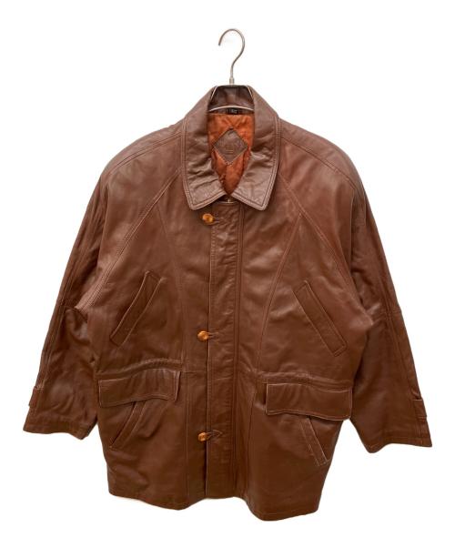 OLIP（オリップ）OLIP (オリップ) レザーコート ブラウン サイズ:3Lの古着・服飾アイテム