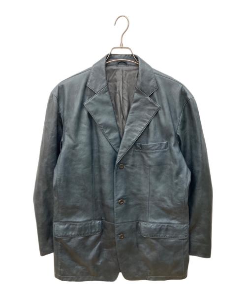santa fe（サンタフェ）santa fe (サンタフェ) レザーテーラードジャケット ネイビー サイズ:50の古着・服飾アイテム