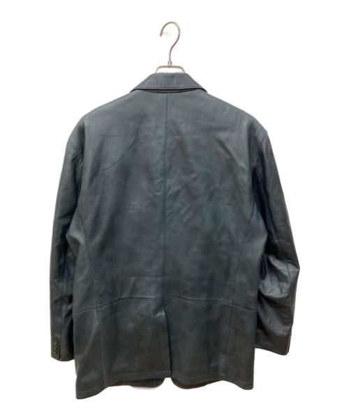 santa fe（サンタフェ）santa fe (サンタフェ) レザーテーラードジャケット ネイビー サイズ:50の古着・服飾アイテム