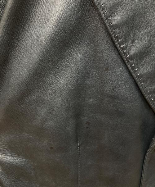 santa fe（サンタフェ）santa fe (サンタフェ) レザーテーラードジャケット ネイビー サイズ:50の古着・服飾アイテム