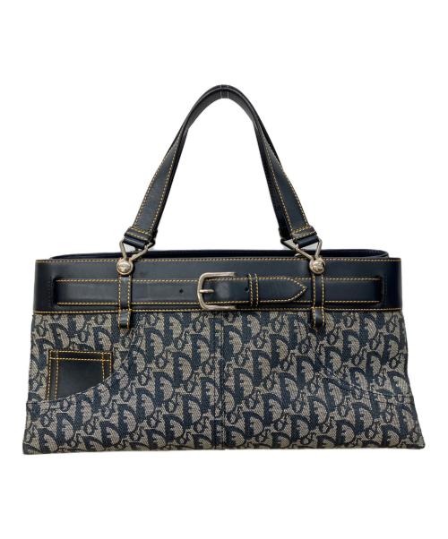 Christian Dior（クリスチャン ディオール）Christian Dior (クリスチャン ディオール) トロッターハンドバッグ ネイビーの古着・服飾アイテム