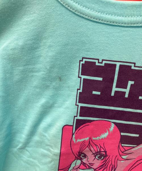 beauty:beast（ビューティービースト）beauty:beast (ビューティービースト) COSPA (コスパ) 警戒プリントTシャツ　コラボ ブルー サイズ:Ｌの古着・服飾アイテム