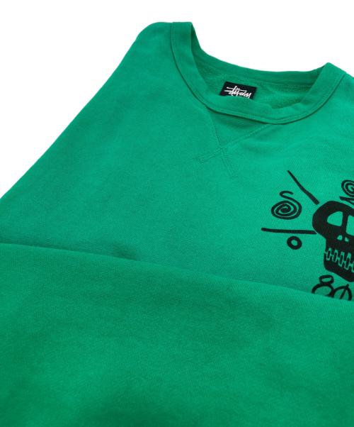 stussy（ステューシー）stussy (ステューシー) CLASSIC SKULL CREW グリーン サイズ:Lの古着・服飾アイテム