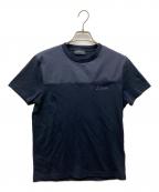 HERNOヘルノ）の古着「LAMINAR COMPACT JERSEY BIMATERIAL T-SHIRT（ラミナー コンパクト ジャージー バイマテリアル ティーシャツ）」｜ネイビー