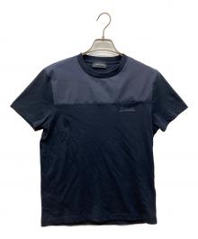 HERNO（ヘルノ）の古着「LAMINAR COMPACT JERSEY BIMATERIAL T-SHIRT（ラミナー コンパクト ジャージー バイマテリアル ティーシャツ）」｜ネイビー