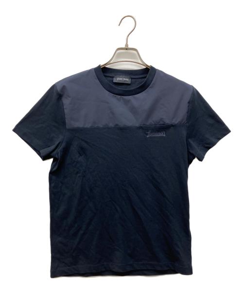 HERNO（ヘルノ）HERNO (ヘルノ) LAMINAR COMPACT JERSEY BIMATERIAL T-SHIRT（ラミナー コンパクト ジャージー バイマテリアル ティーシャツ） ネイビー サイズ:44の古着・服飾アイテム