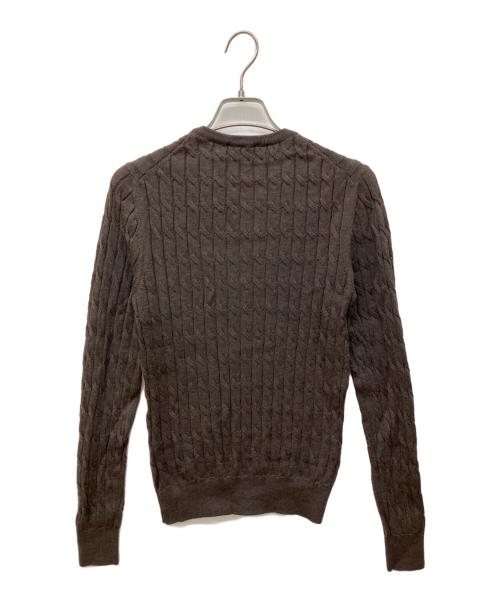 GRAN SASSO（グランサッソ）GRAN SASSO (グランサッソ) ハイゲージ ケーブル クルーネック ニット ブラウン サイズ:44の古着・服飾アイテム