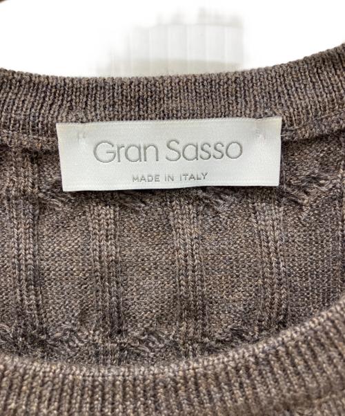 GRAN SASSO（グランサッソ）GRAN SASSO (グランサッソ) ハイゲージ ケーブル クルーネック ニット ブラウン サイズ:44の古着・服飾アイテム