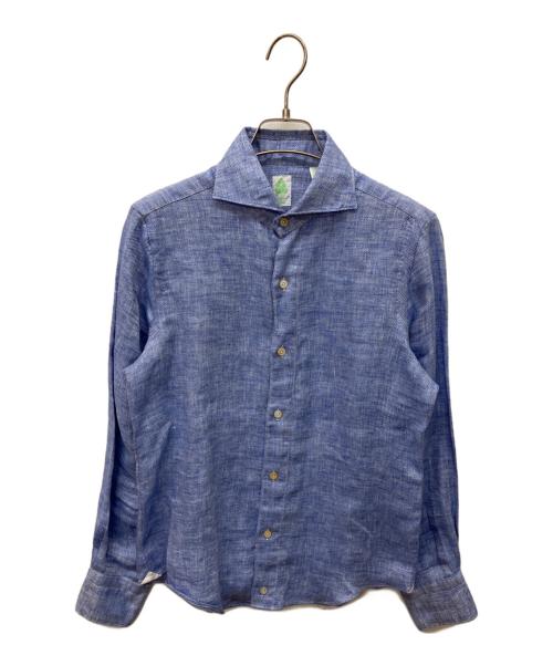 finamore（フィナモレ）Finamore (フィナモレ) リネンワイドカラーシャツ インディゴ サイズ:14/37の古着・服飾アイテム