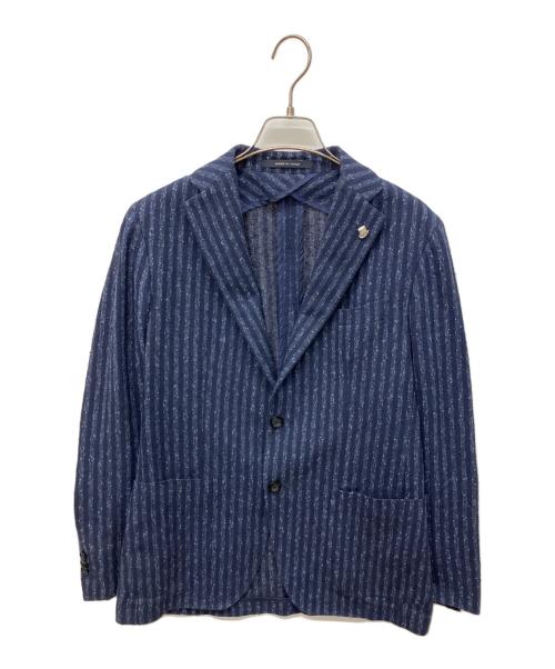 TAGLIATORE（タリアトーレ）TAGLIATORE (タリアトーレ) ストライプテーラードジャケット ブルー サイズ:44の古着・服飾アイテム