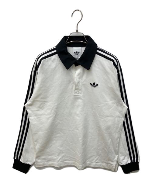 adidas Originals（アディダスオリジナル）adidas originals (アディダスオリジナル) 3-STRIPES RUGBY LONGSLEEVE POLO ホワイト サイズ:M 未使用品の古着・服飾アイテム