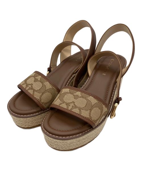COACH（コーチ）COACH (コーチ) コーリー エスパドリーユ シグネチャー ジャガード ブラウン サイズ:7の古着・服飾アイテム