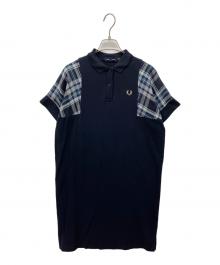 FRED PERRY（フレッドペリー）の古着「チェックパッチワンピース」｜ネイビー