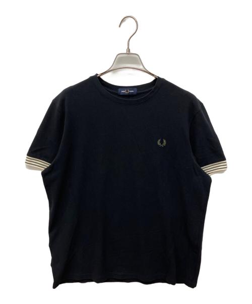FRED PERRY（フレッドペリー）FRED PERRY (フレッドペリー) ストライプド カフTシャツ ブラック サイズ:Lの古着・服飾アイテム