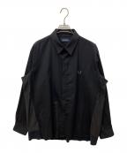 FRED PERRYフレッドペリー）の古着「MIX PANNELED SHIRT」｜ブラック