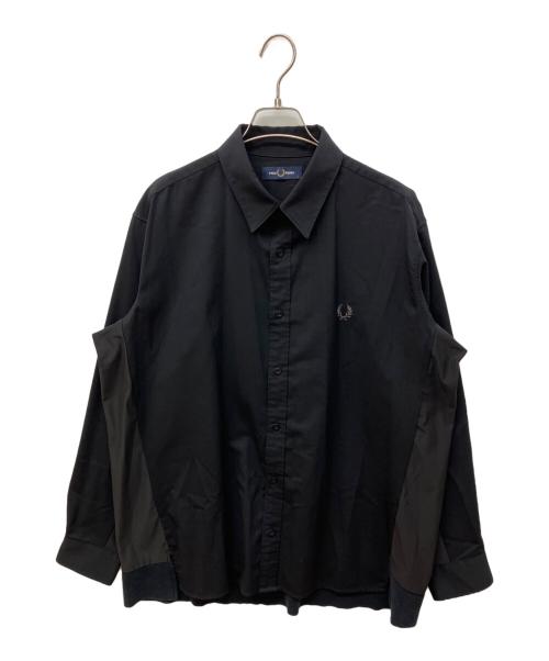 FRED PERRY（フレッドペリー）FRED PERRY (フレッドペリー) MIX PANNELED SHIRT ブラック サイズ:Lの古着・服飾アイテム