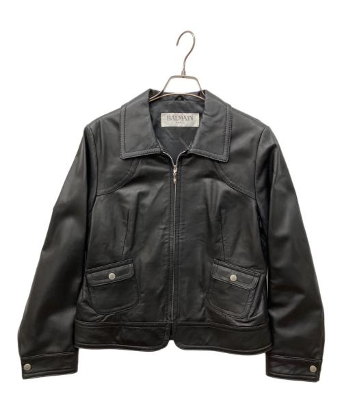 BALMAIN（バルマン）BALMAIN (バルマン) シングルラムレザージャケット ブラック サイズ:13の古着・服飾アイテム