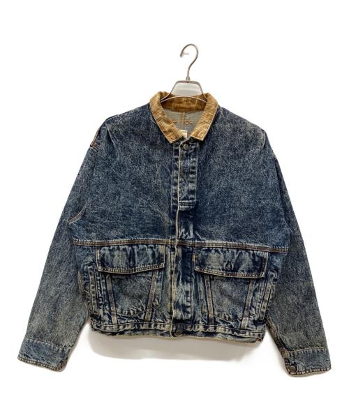 LEVI'S（リーバイス）LEVI'S (リーバイス) 襟コーデュロイデニムジャケット　ケミカルウォッシュ加工 インディゴ サイズ:Sの古着・服飾アイテム