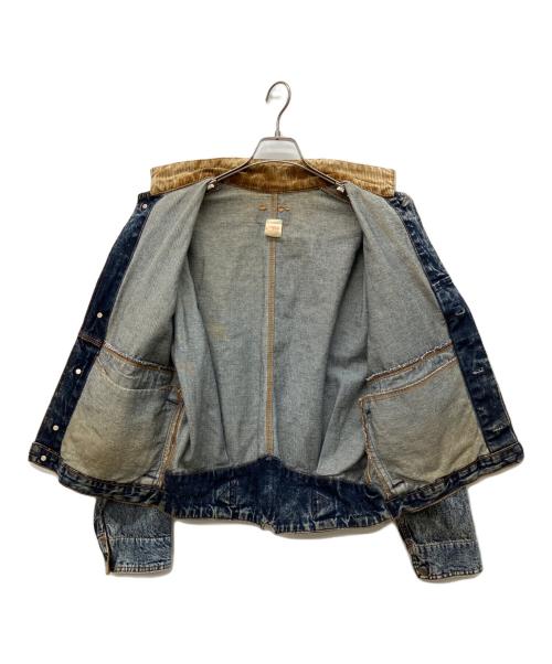 LEVI'S（リーバイス）LEVI'S (リーバイス) 襟コーデュロイデニムジャケット　ケミカルウォッシュ加工 インディゴ サイズ:Sの古着・服飾アイテム