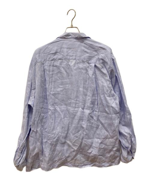 CAHLUMN（カウラム）CAHLUMN (カウラム) Linen Open Collar Long Sleeve Shirt　リネンオープンカラーロングスリーブシャツ　長袖シャツ スカイブルー サイズ:Ｍの古着・服飾アイテム