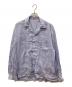 CAHLUMN（カウラム）の古着「Linen Open Collar Long Sleeve Shirt　リネンオープンカラーロングスリーブシャツ　長袖シャツ」｜スカイブルー