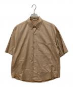 AURALEEオーラリー）の古着「Washed FINX TWILL BIG Half sleeved シャツ　半袖シャツ」｜ベージュ