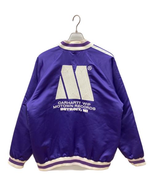 CarHartt（カーハート）CarHartt (カーハート) MOTOWN VARSITY JACKET　モータウン・ヴァーシティ・ジャケット　スタジャン パープル サイズ:ＸＬの古着・服飾アイテム