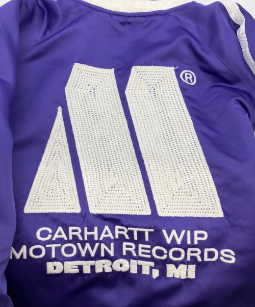 CarHartt（カーハート）CarHartt (カーハート) MOTOWN VARSITY JACKET　モータウン・ヴァーシティ・ジャケット　スタジャン パープル サイズ:ＸＬの古着・服飾アイテム